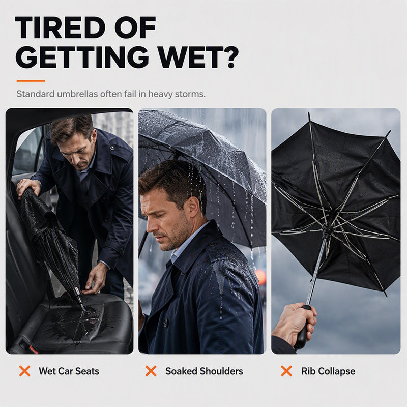 ☔ 130cm Extra Large Windproof Folding Umbrella - 12-Rib Reinforced Frame 🌧️