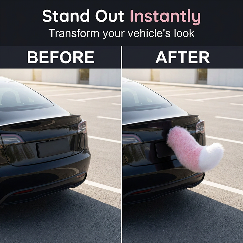 🐾 Rechargeable Animated Car Tail – Voice, Remote & Pat-Activated Wagging Plush Decor