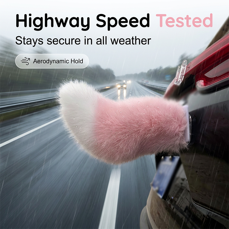 🐾 Rechargeable Animated Car Tail – Voice, Remote & Pat-Activated Wagging Plush Decor