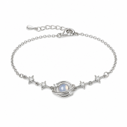 ✨ S925 Silver Celestial Planet Bracelet - Sparkling Rhinestone Inlay
