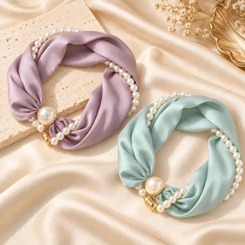 ✨ 3-in-1 Magnetic Scarf Necklace - Detachable Pearl Accent Choker 🎗️