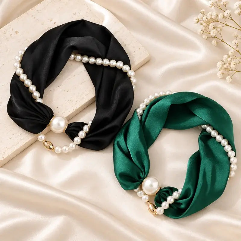 ✨ 3-in-1 Magnetic Scarf Necklace - Detachable Pearl Accent Choker 🎗️