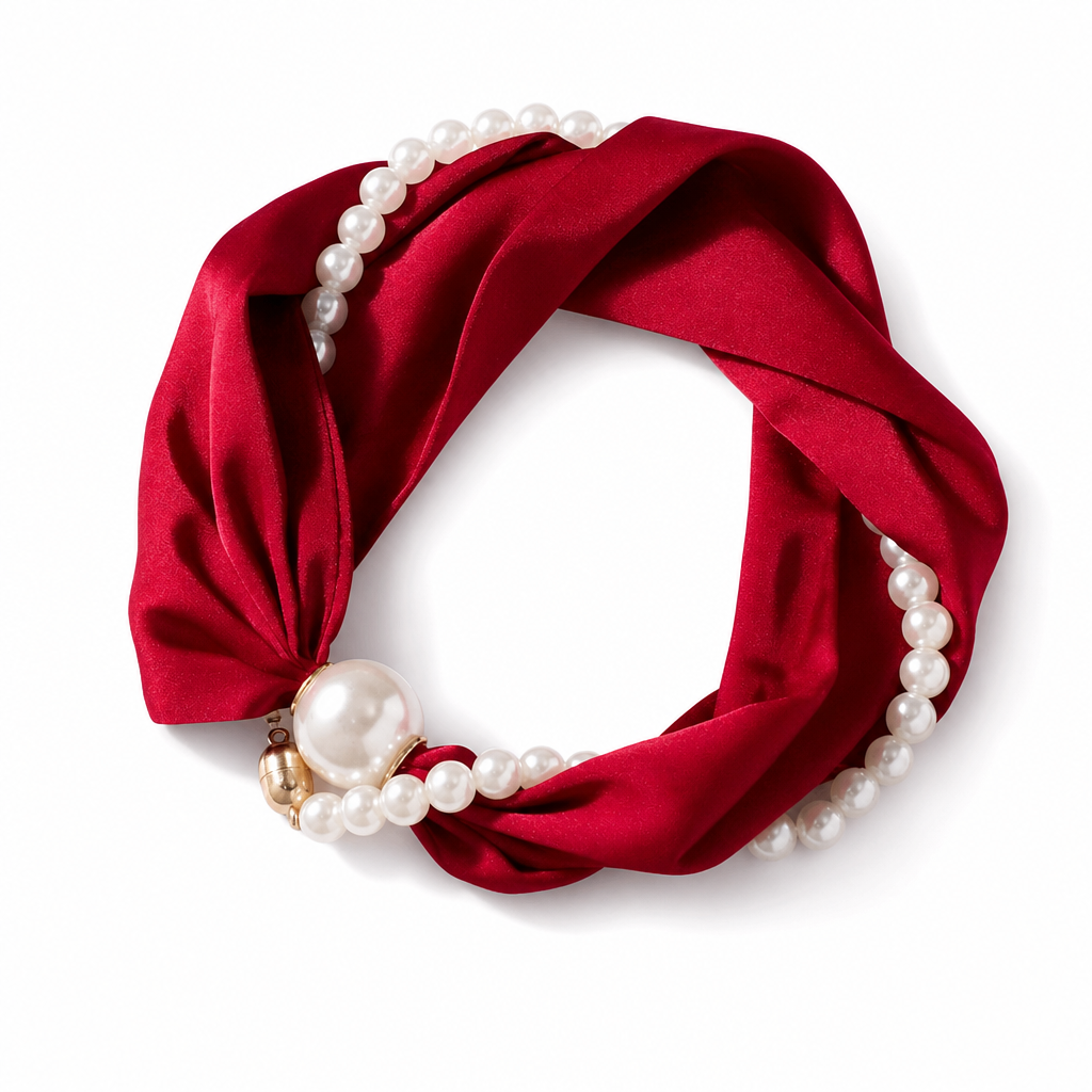 ✨ 3-in-1 Magnetic Scarf Necklace - Detachable Pearl Accent Choker 🎗️