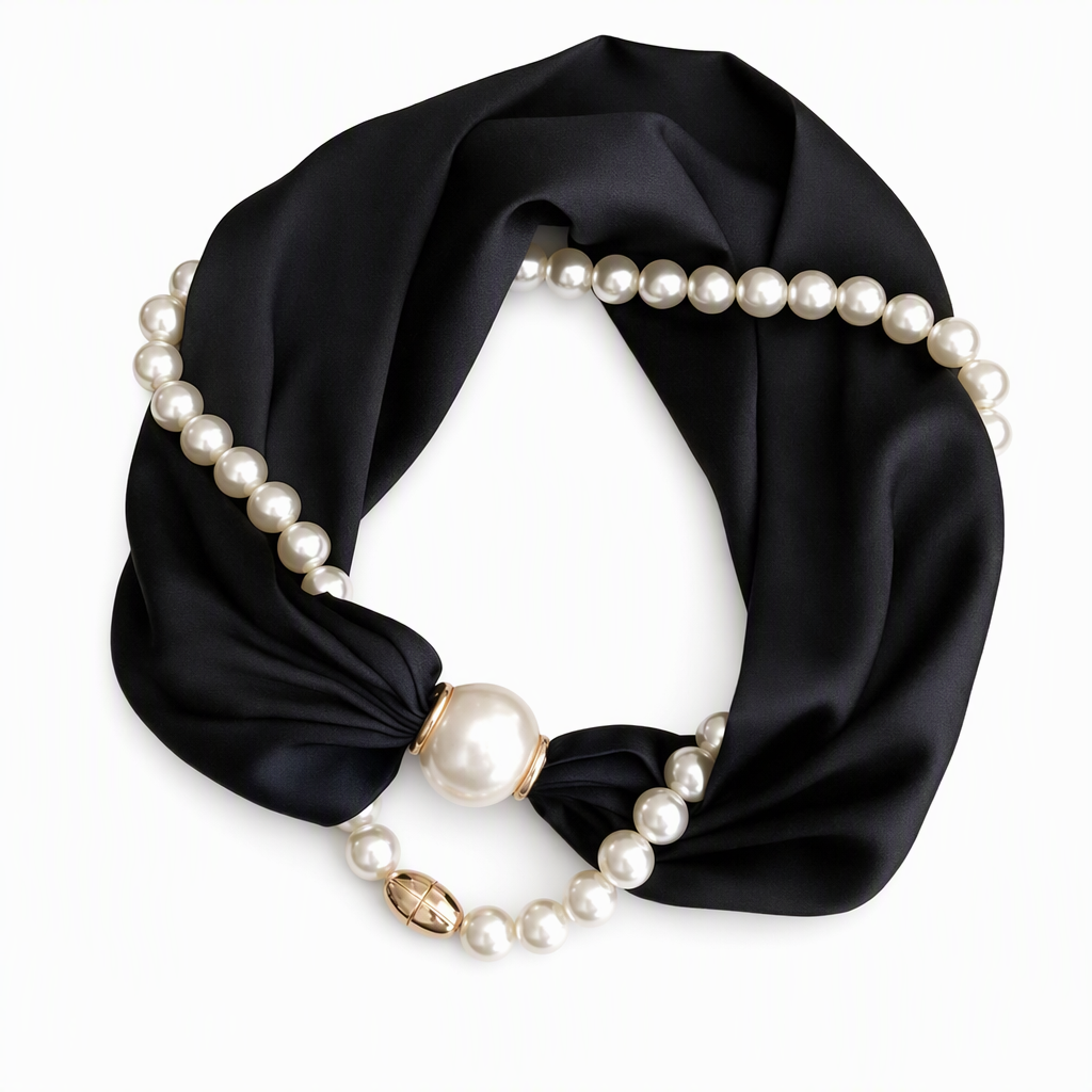 ✨ 3-in-1 Magnetic Scarf Necklace - Detachable Pearl Accent Choker 🎗️