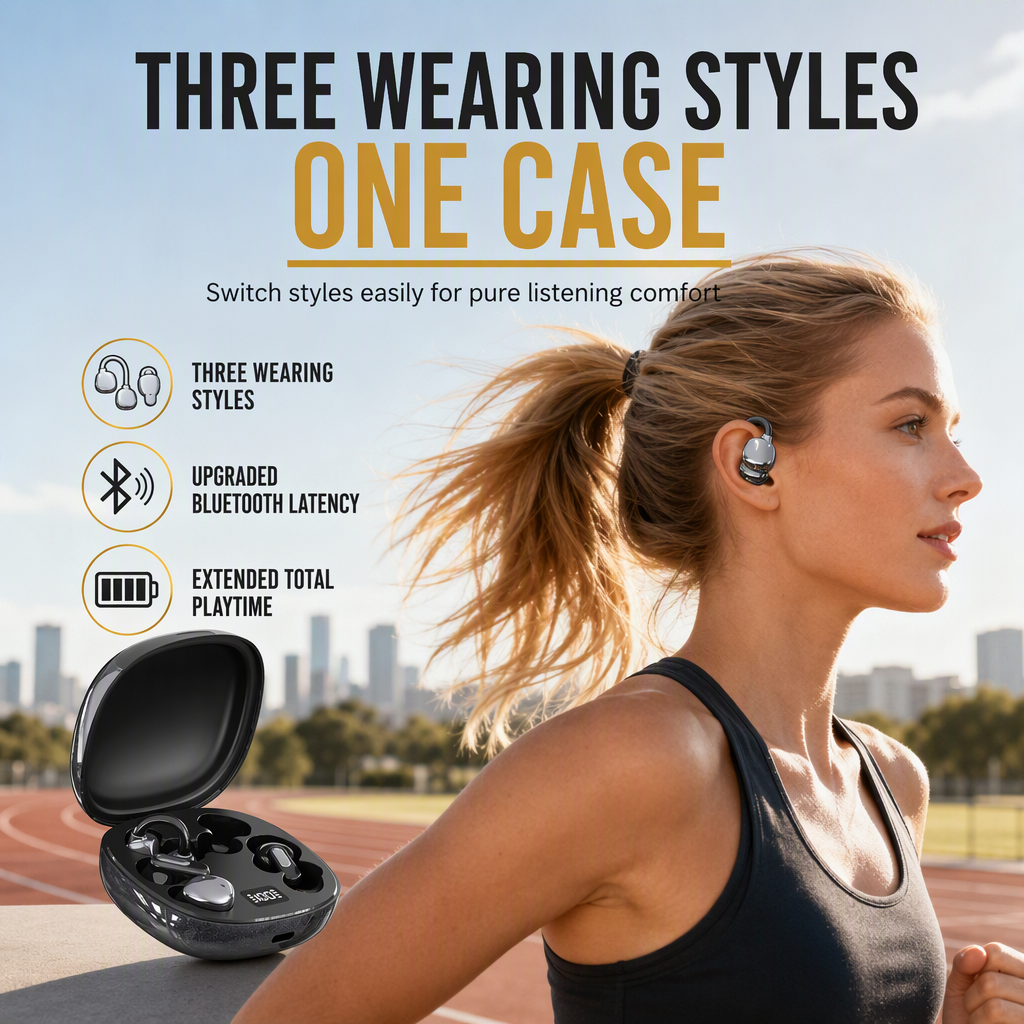 🎧 B115 Multi-Style Bluetooth Earphones - 3-in-1 Wireless Ear-Clip & In-Ear Set