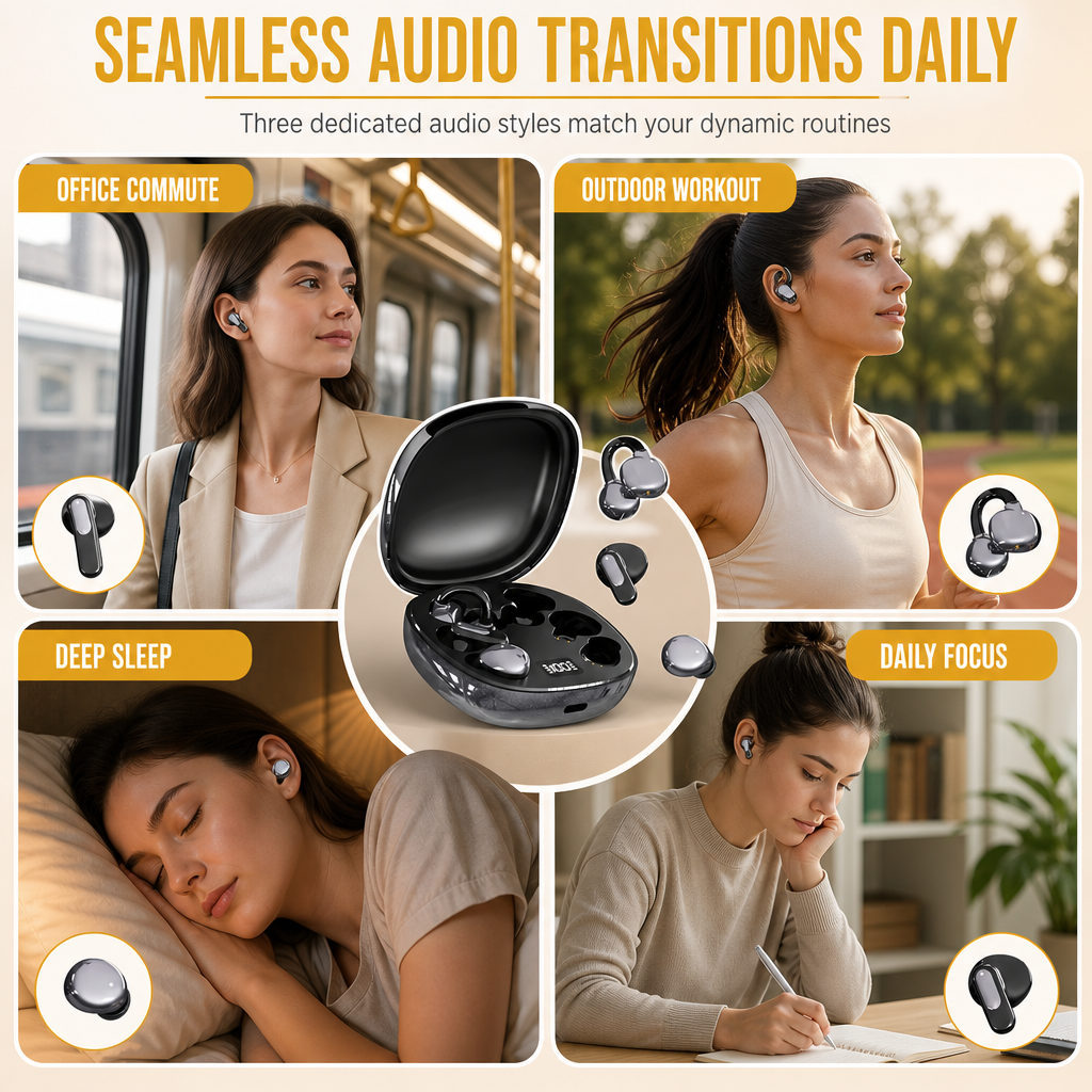 🎧 B115 Multi-Style Bluetooth Earphones - 3-in-1 Wireless Ear-Clip & In-Ear Set