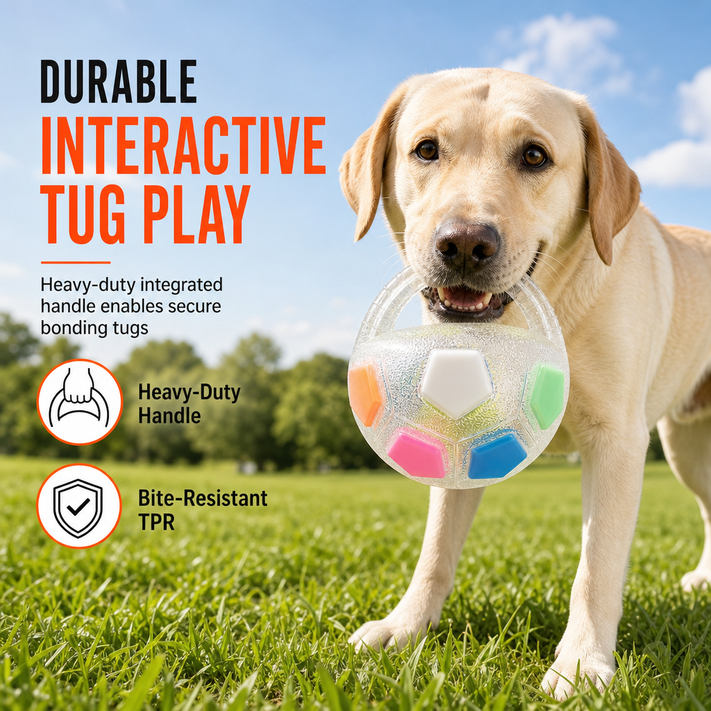 ⚽ Durable Interactive Dog Soccer Ball Toy with Grab Tabs & TPR Shell 🐕