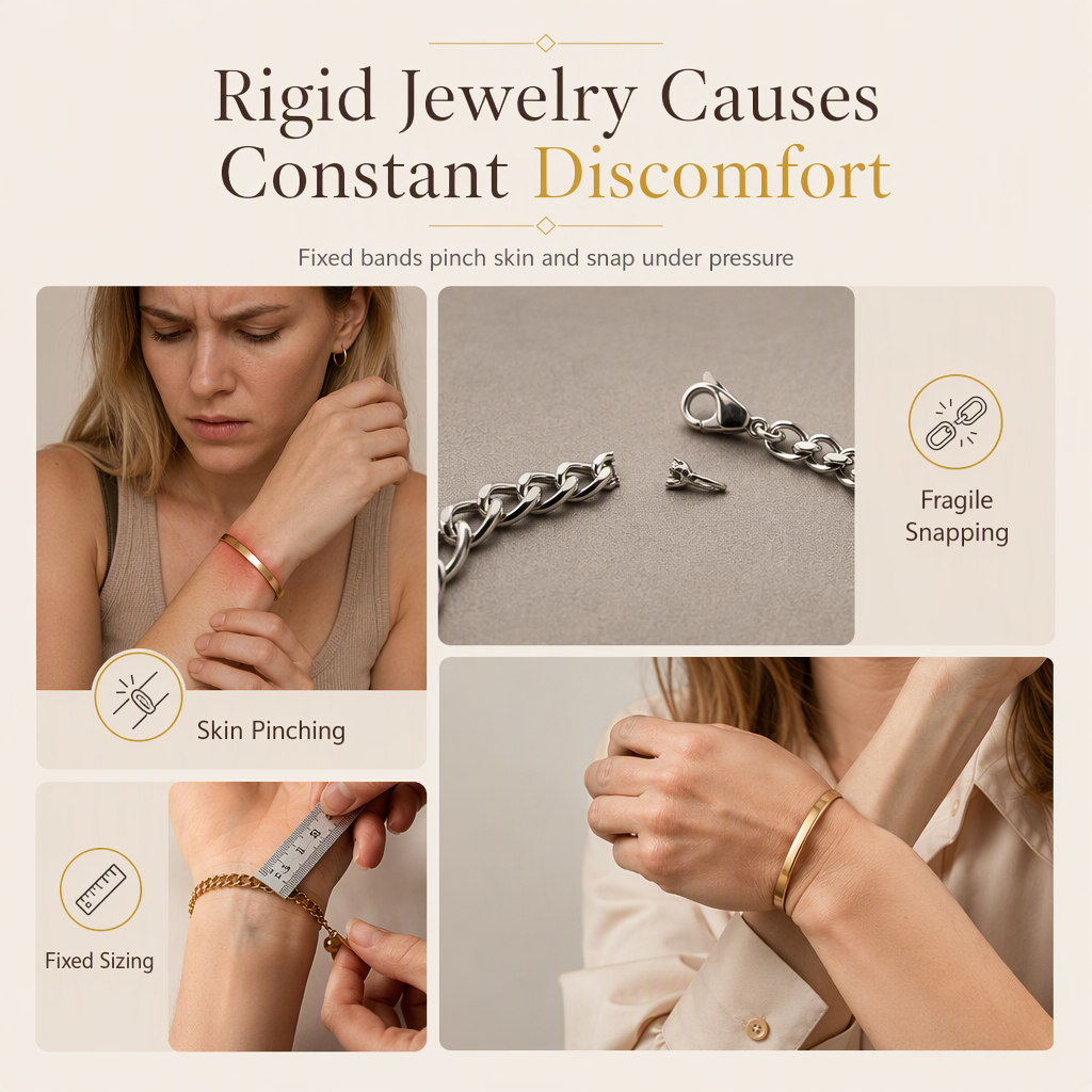 ✨ Infinite Mobius Twist Bangle - Adjustable Gold & Silver Bracelet