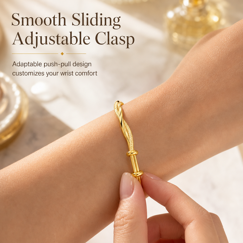 ✨ Infinite Mobius Twist Bangle - Adjustable Gold & Silver Bracelet