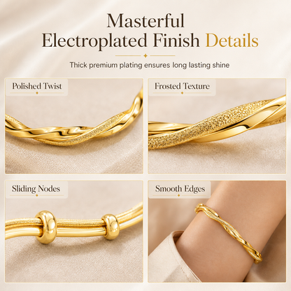 ✨ Infinite Mobius Twist Bangle - Adjustable Gold & Silver Bracelet
