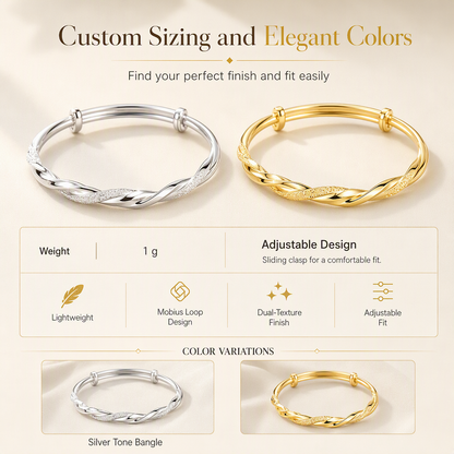 ✨ Infinite Mobius Twist Bangle - Adjustable Gold & Silver Bracelet