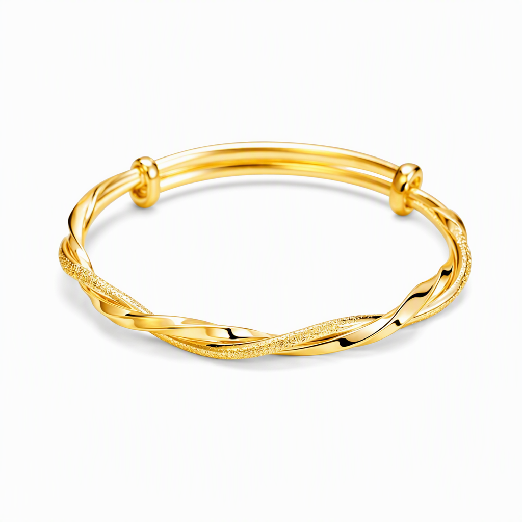 ✨ Infinite Mobius Twist Bangle - Adjustable Gold & Silver Bracelet