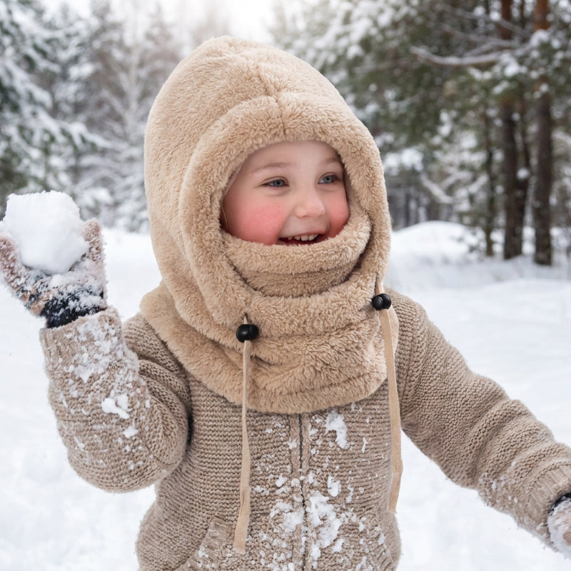 🔥 49% OFF – 3-in-1 Kids' Winter Hood – Soft Fleece Hat, Face Cover & Neck Warmer❄️🧣