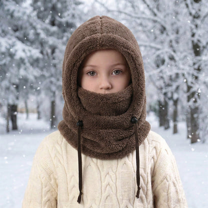🔥 49% OFF – 3-in-1 Kids' Winter Hood – Soft Fleece Hat, Face Cover & Neck Warmer❄️🧣