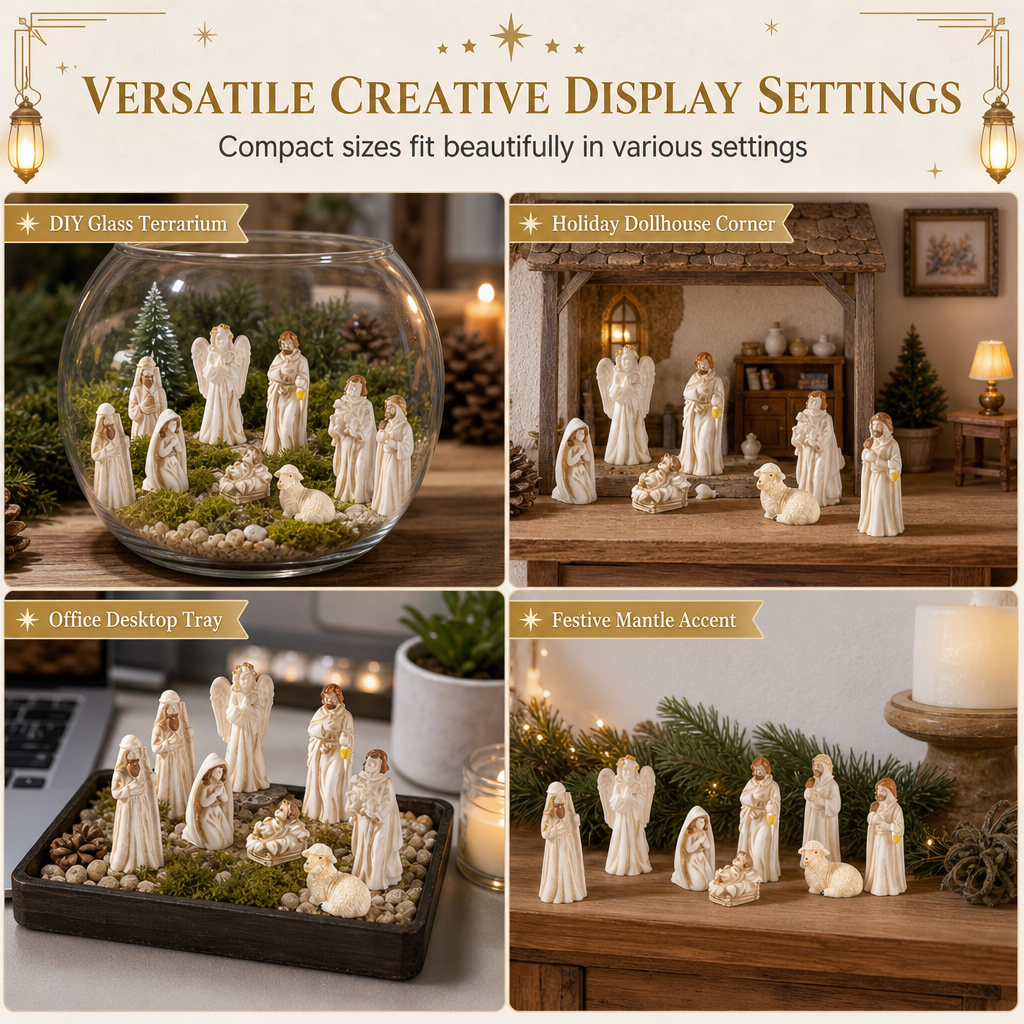 Miniature Resin Nativity Scene Figures for Dollhouse DIY Accessories and Desktop Micro Landscape Decoration