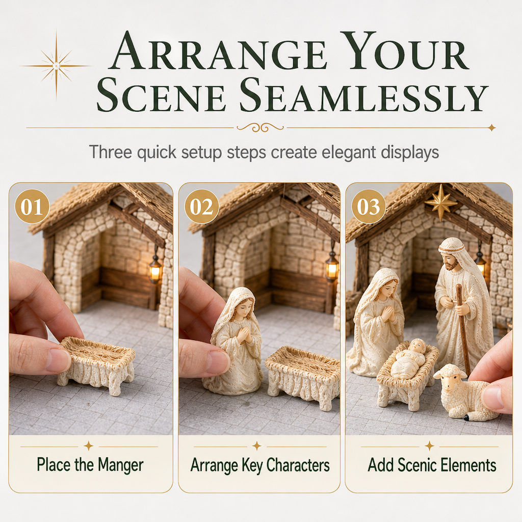 Miniature Resin Nativity Scene Figures for Dollhouse DIY Accessories and Desktop Micro Landscape Decoration