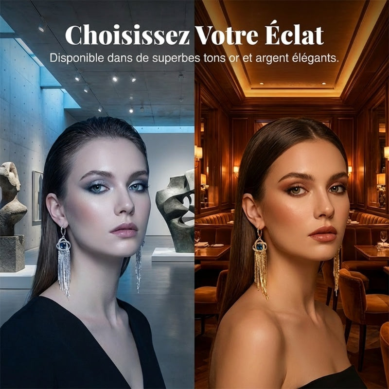 ✨ Elegant Blue Zircon Tassel Earrings - Vintage Glamour Drop Earrings