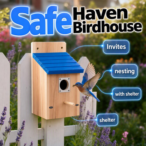 🐦 Wooden Outdoor Birdhouse - Heavy-Duty Hanging Songbird Nesting Shelter