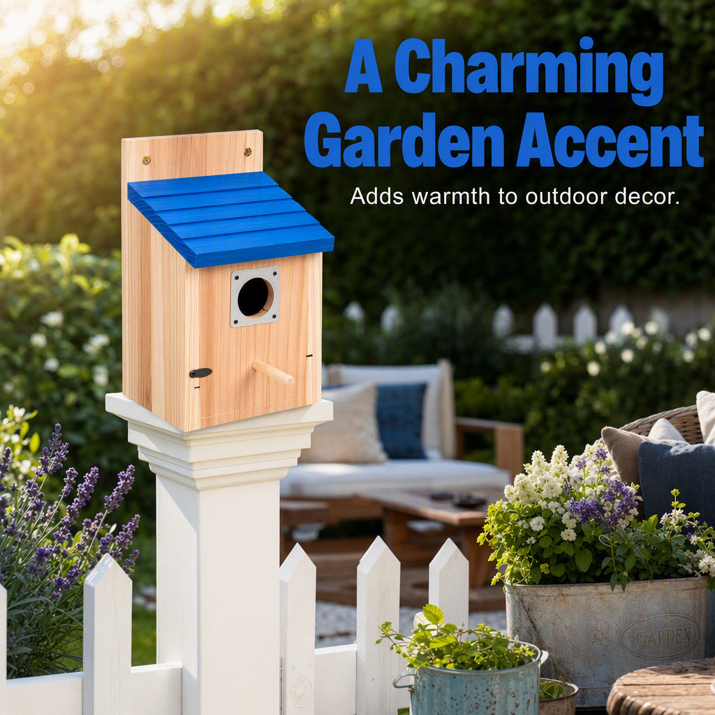 🐦 Wooden Outdoor Birdhouse - Heavy-Duty Hanging Songbird Nesting Shelter