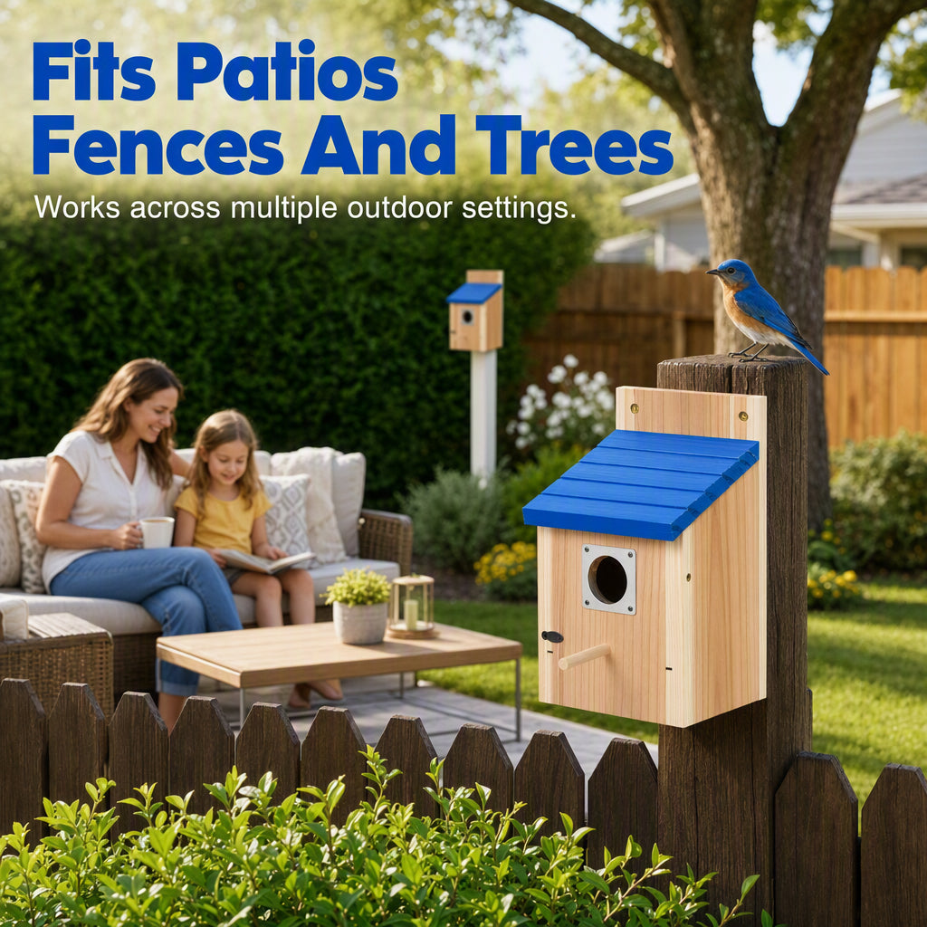 🐦 Wooden Outdoor Birdhouse - Heavy-Duty Hanging Songbird Nesting Shelter
