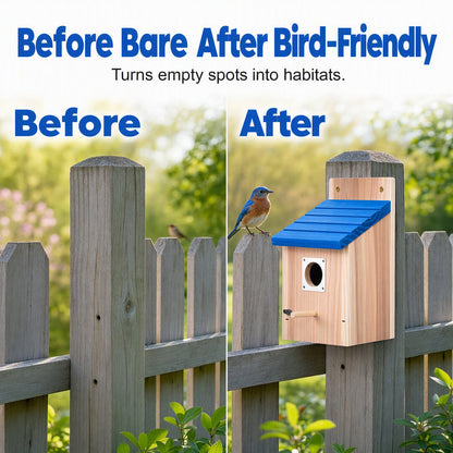 🐦 Wooden Outdoor Birdhouse - Heavy-Duty Hanging Songbird Nesting Shelter
