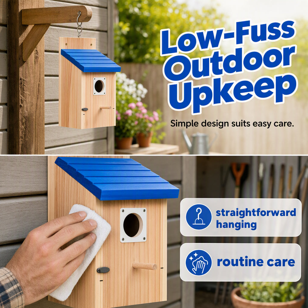 🐦 Wooden Outdoor Birdhouse - Heavy-Duty Hanging Songbird Nesting Shelter