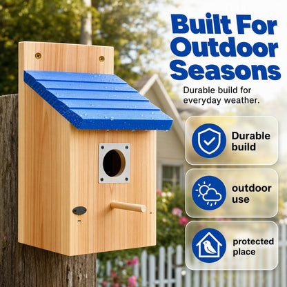🐦 Wooden Outdoor Birdhouse - Heavy-Duty Hanging Songbird Nesting Shelter