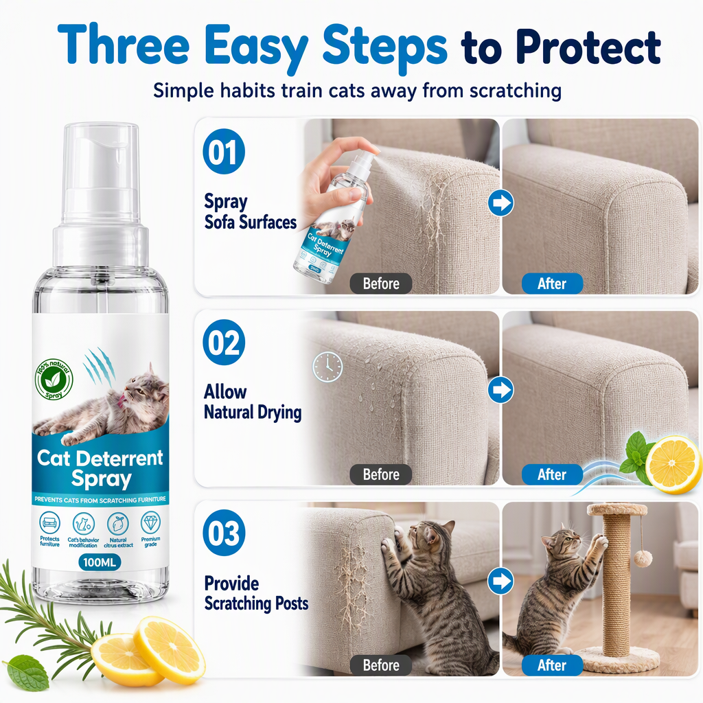 🐱 Natural Citrus Cat Scratch Deterrent Spray - Anti-Scratch Furniture Protector