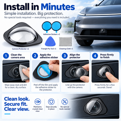 🚗 Car Front Camera Lens Protector - Tempered Glass & Aluminum Alloy Cover 🛡️