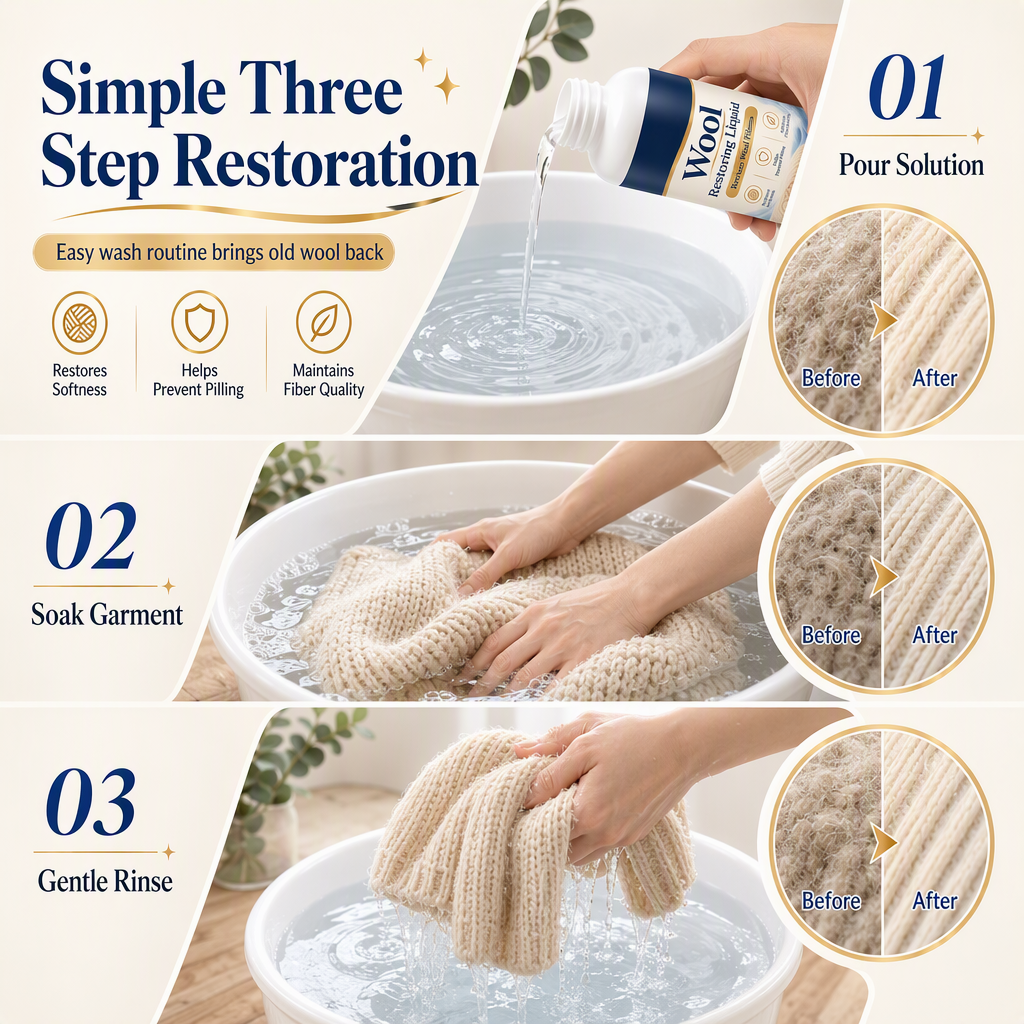 🐑 Wool & Cashmere Restoring Care Solution - Softening & Anti-Pilling Rinse