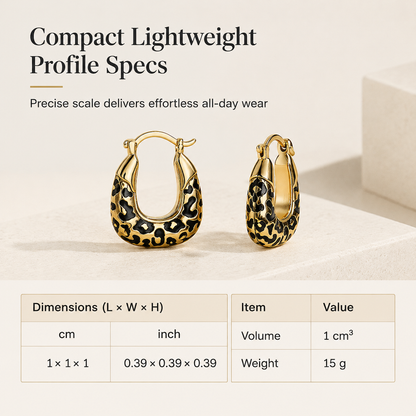 🐆 Sculpted Leopard Huggie Hoop Earrings - Lightweight Enamel Hoops ✨