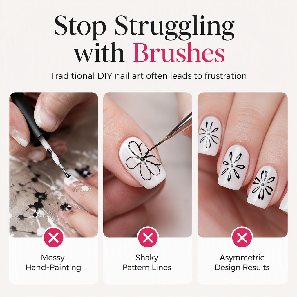 💅 Nail Art Stamp Pen Set – Easy Floral & Butterfly Pattern Tool for DIY Manicures