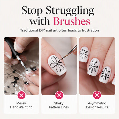 💅 Nail Art Stamp Pen Set – Easy Floral & Butterfly Pattern Tool for DIY Manicures