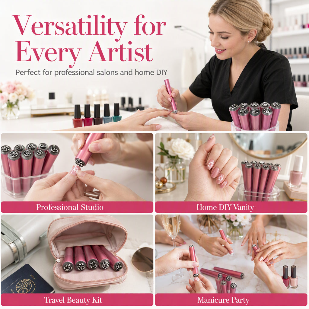 💅 Nail Art Stamp Pen Set – Easy Floral & Butterfly Pattern Tool for DIY Manicures