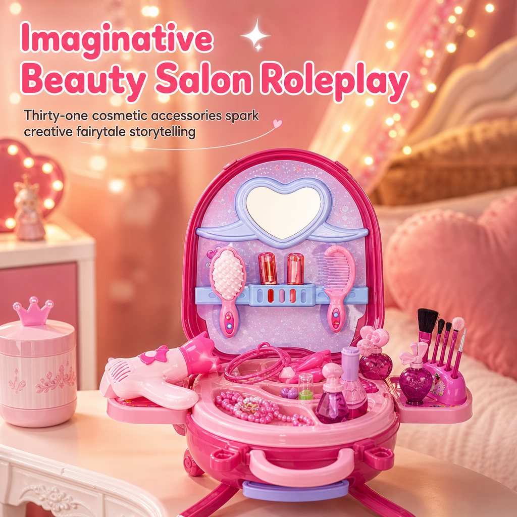 👑 3-in-1 Princess Vanity Suitcase Toy Set - Pretend Beauty Salon 💄