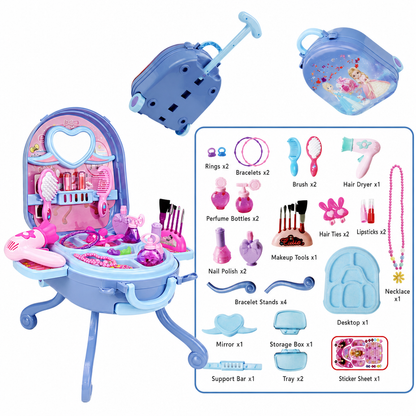 👑 3-in-1 Princess Vanity Suitcase Toy Set - Pretend Beauty Salon 💄