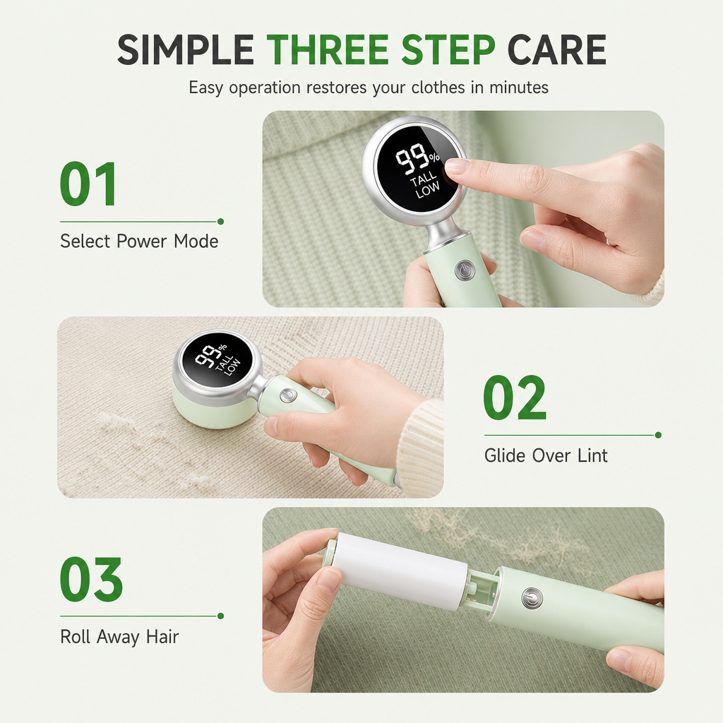 ✨ Rechargeable Fabric Shaver & Lint Remover with Smart LED Display 🔋