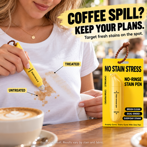 🧼 Portable Dual-Head Stain Remover Pen✨ Instant No-Rinse Emergency Spot Cleaner for Clothes, Oil & Coffee Stains