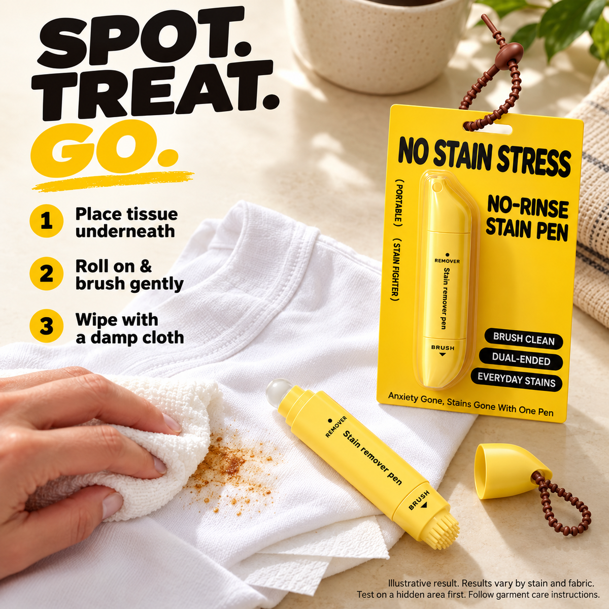 🧼 Portable Dual-Head Stain Remover Pen✨ Instant No-Rinse Emergency Spot Cleaner for Clothes, Oil & Coffee Stains