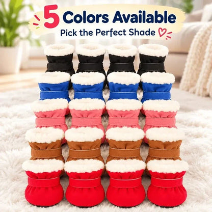 🐾 Non-Slip Plush Lined Winter Dog Boots Set (4Pcs) - Warm Paw Protector