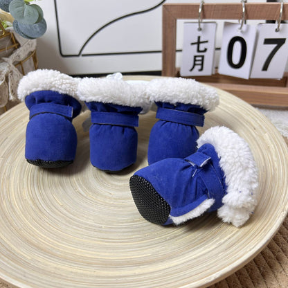🐾 Non-Slip Plush Lined Winter Dog Boots Set (4Pcs) - Warm Paw Protector