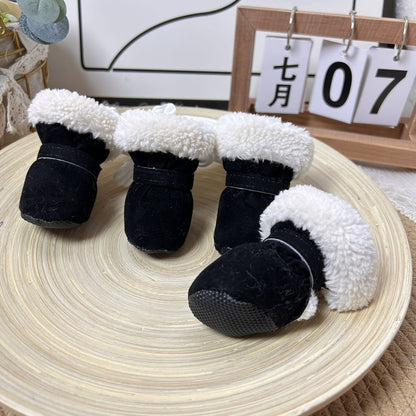 🐾 Non-Slip Plush Lined Winter Dog Boots Set (4Pcs) - Warm Paw Protector