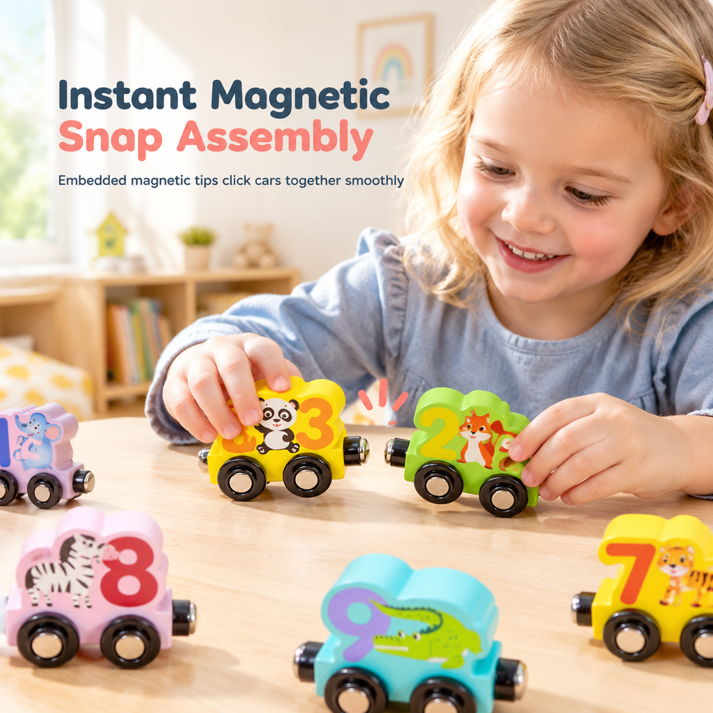 🚂 Magnetic Wooden Number Train Set - Educational Toddler Toy 🔢
