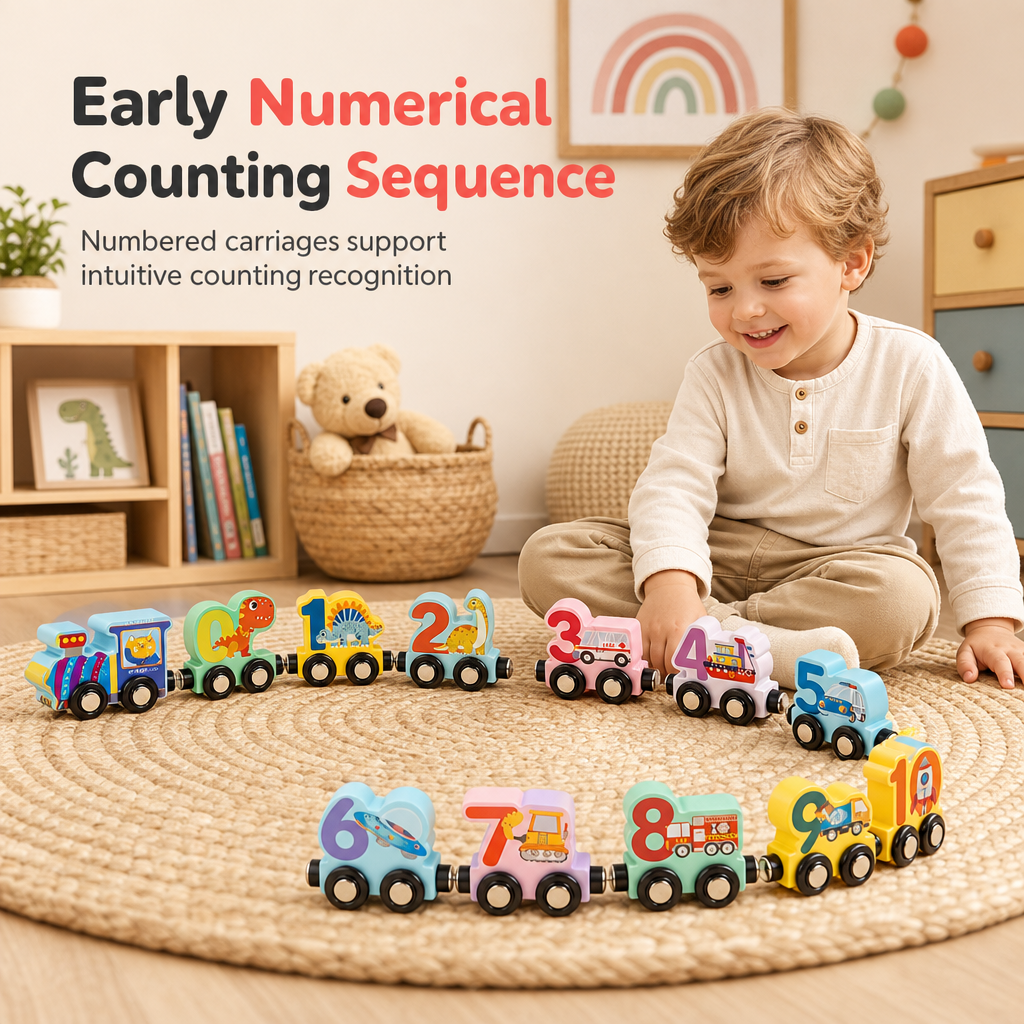 🚂 Magnetic Wooden Number Train Set - Educational Toddler Toy 🔢
