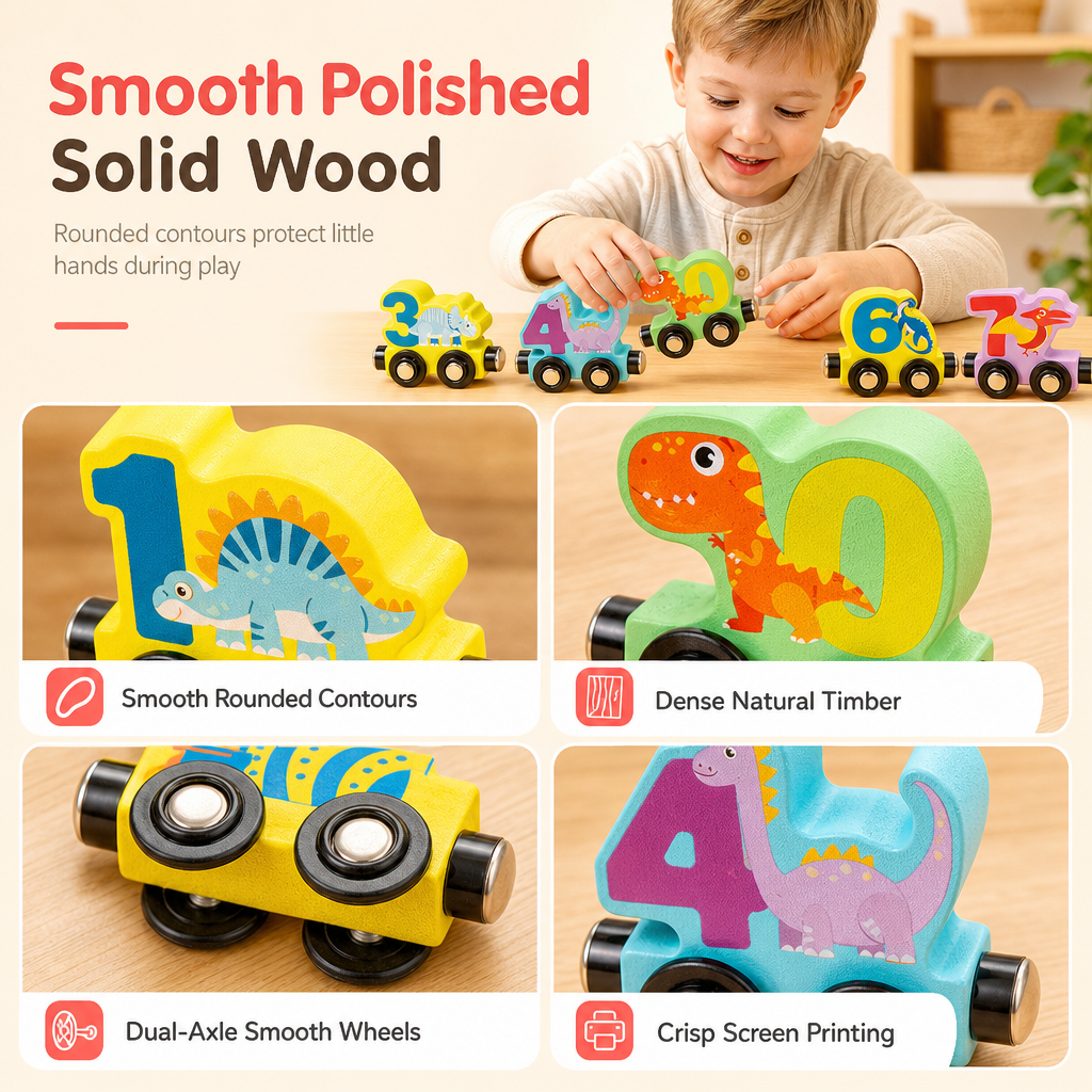 🚂 Magnetic Wooden Number Train Set - Educational Toddler Toy 🔢