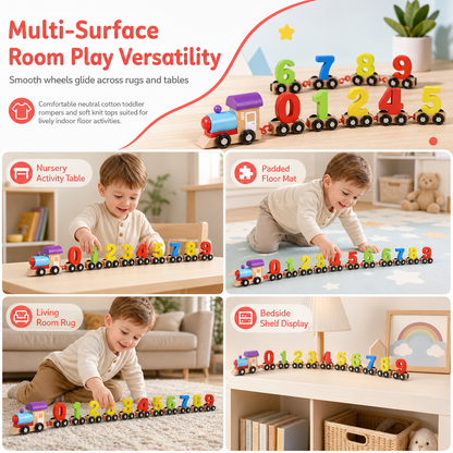 🚂 Magnetic Wooden Number Train Set - Educational Toddler Toy 🔢
