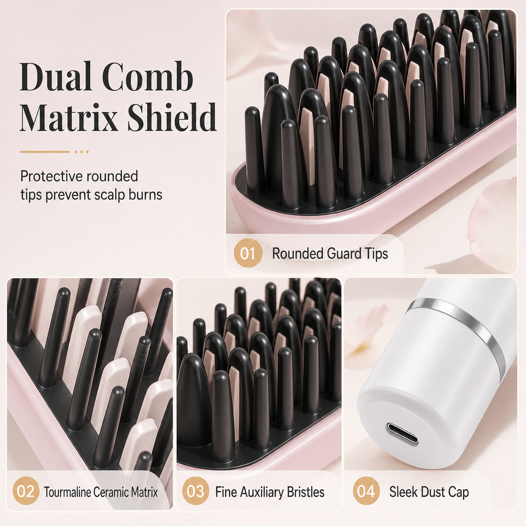 ✨ Portable Cordless Hair Straightener Comb - 2-in-1 Heated Brush 💇‍♀️