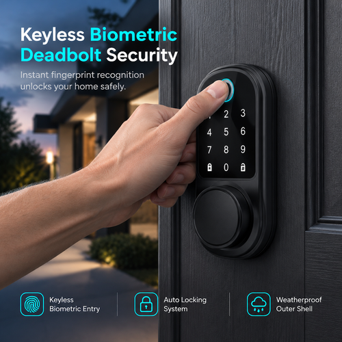 🔒 Keyless Biometric Deadbolt Smart Lock with Fingerprint & Keypad Access 🔑