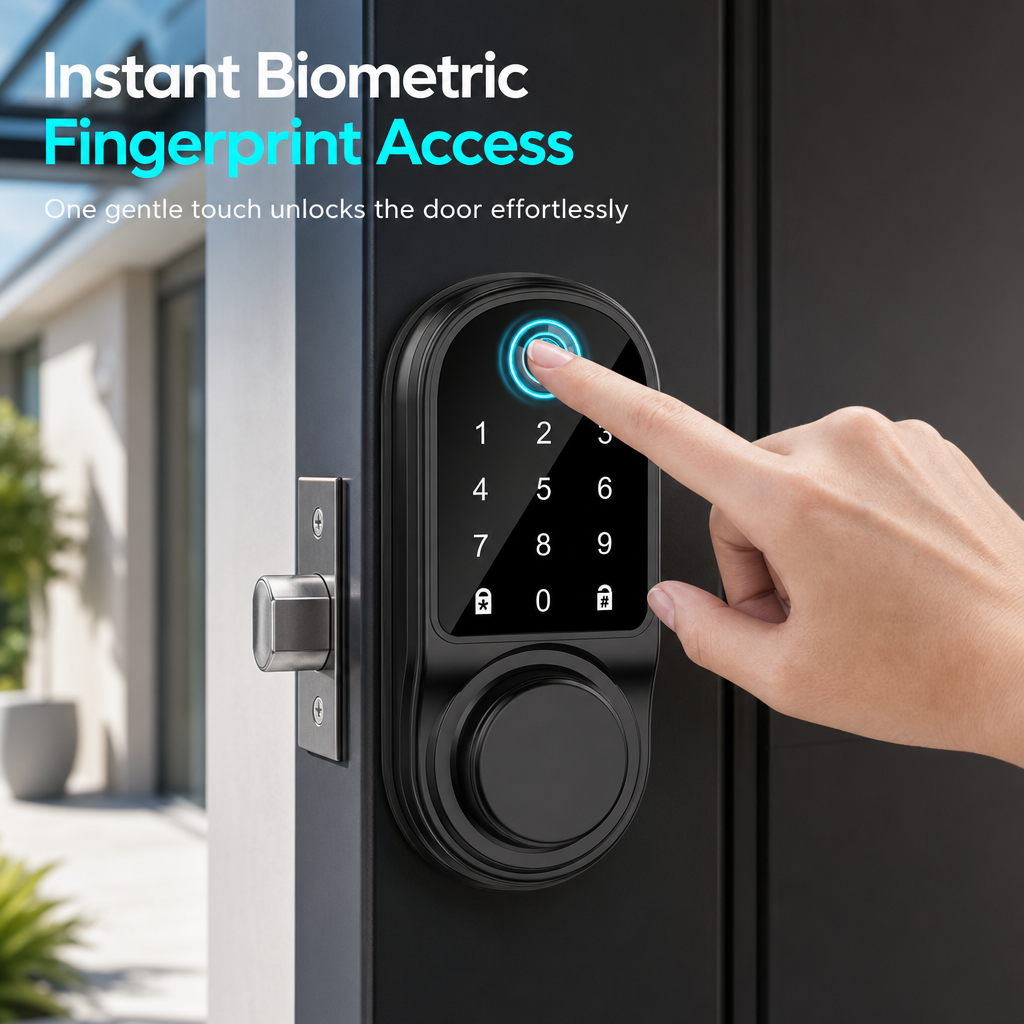 🔒 Keyless Biometric Deadbolt Smart Lock with Fingerprint & Keypad Access 🔑