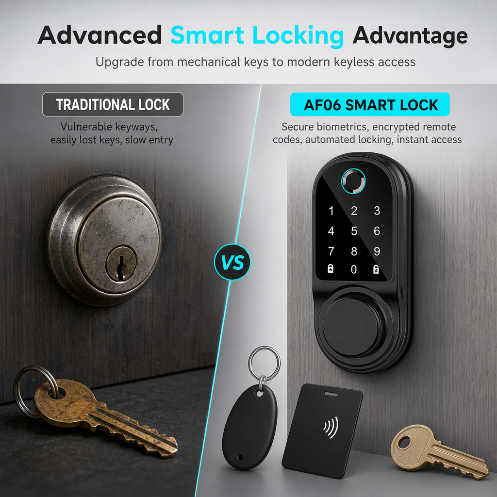 🔒 Keyless Biometric Deadbolt Smart Lock with Fingerprint & Keypad Access 🔑